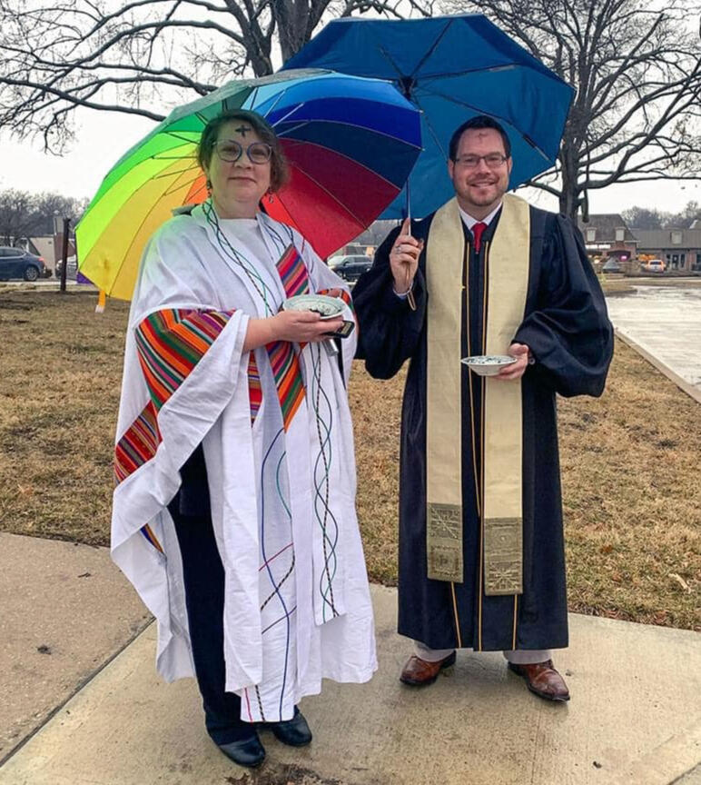 With Rev. Kelly Hansen at &quot;Drive Thru Ash Wednesday,&quot; Colonial Church in Prairie Village, KS